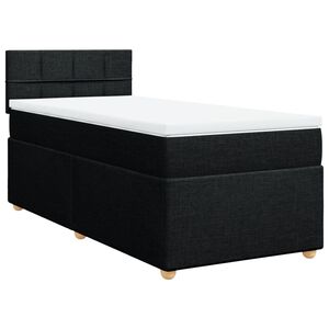 vidaXL Pat cu arcuri cu saltea, negru, de o persoană, textil