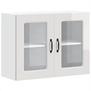 vidaXL Dulap bucătărie cu ușă sticlă Kalmar lemn prelucrat alb lucios