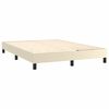vidaXL Pat box spring cu saltea, crem, 140x200 cm, piele ecologică
