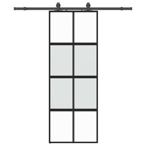 vidaXL Ușă glisantă cu set feronerie neagră 76x205cm sticlă securizată