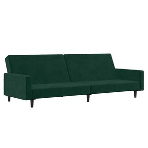 vidaXL Canapea extensibilă cu 2 locuri, verde &icirc;nchis, catifea