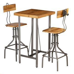 vidaXL Set de bar, 3 piese, lemn masiv de tec reciclat