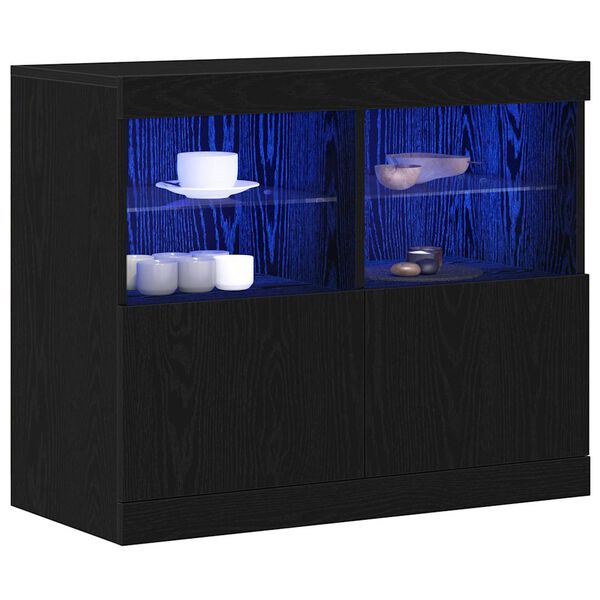vidaXL Bufet LED Negru 81 x 37 x 66,5 cm Lemn compozit