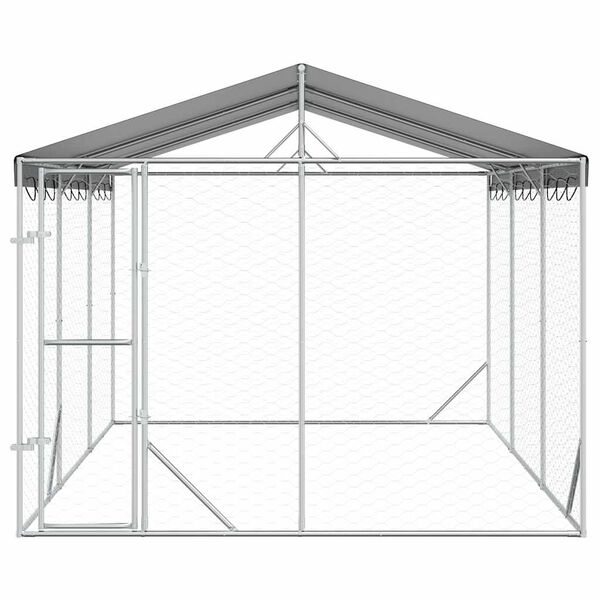 vidaXL Padoc exterior cu acoperiș argintiu 3x4,5x2,5 m oțel galvanizat
