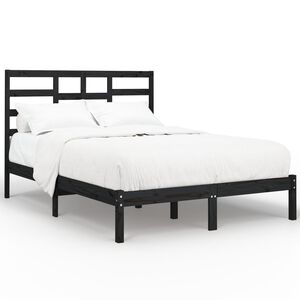 vidaXL Cadru de pat, negru, 140x190 cm, lemn masiv
