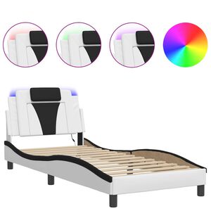 vidaXL Cadru de pat Viana cu LED fără saltea alb/negru 80x200 cm