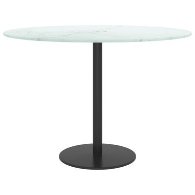 vidaXL Blat masă alb Ø60x0,8 cm, sticlă securizată cu design marmură