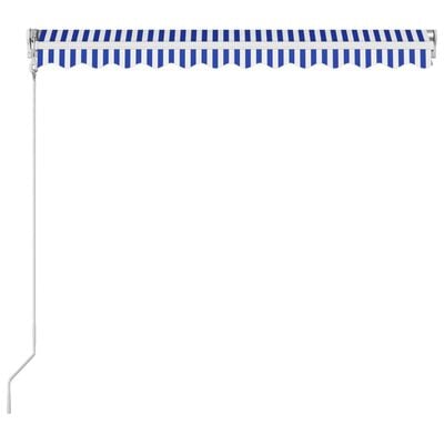 vidaXL Copertină retractabilă automat, albastru și alb, 350 x 250 cm