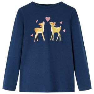 vidaXL Tricou de copii cu m&acirc;neci lungi, bleumarin, 92