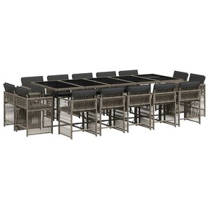 vidaXL Set mobilier de grădină cu perne, 15 piese, gri, poliratan