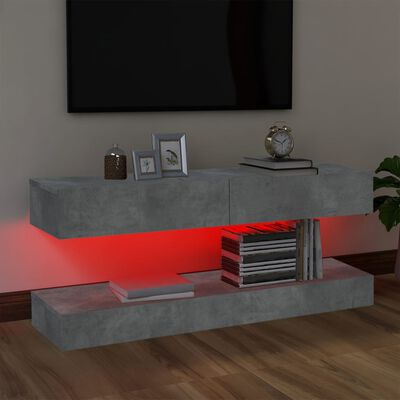 vidaXL Comode TV cu lumini LED, 2 buc., gri beton, 60x35 cm
