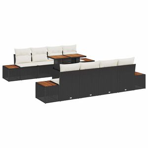 vidaXL Set de canapele pentru grădină 9 pcs Negru Rattan poli