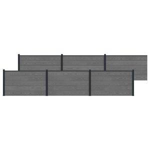 vidaXL Panou de Gardă 6 pcs WPC și Aluminiu Gri