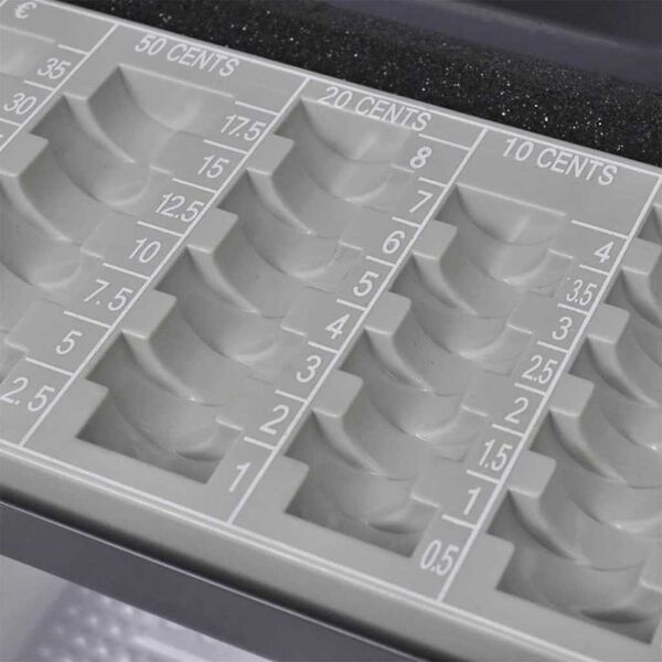 vidaXL Cutie de Bani cu blocare Gri &icirc;nchis 30 x 24 x 9 cm Oțel