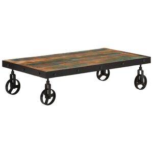 vidaXL Măsuță de cafea cu roți, 100x55x26 cm, lemn masiv reciclat