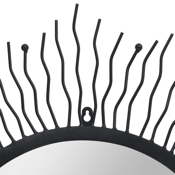 vidaXL Oglindă de perete pentru grădină Sunburst, negru, 80 cm