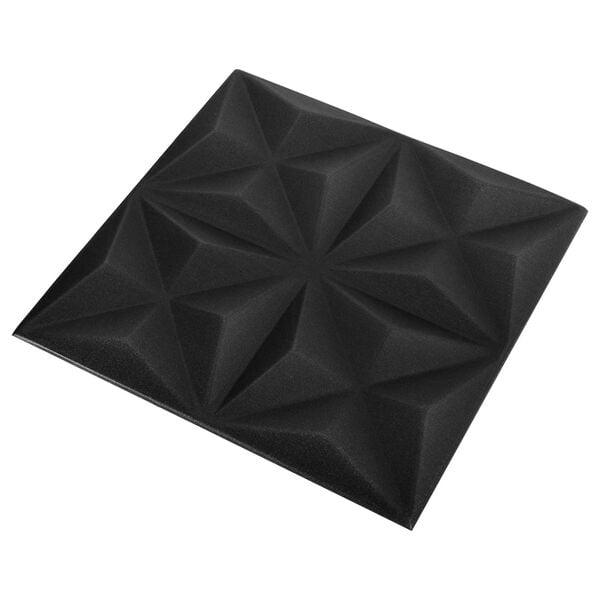 vidaXL Panouri de perete 48 pcs Origami Negru 50 x 50 cm Spumă XPS