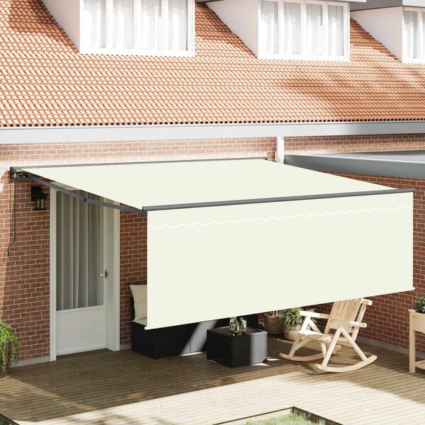vidaXL Cortina Retractabilă Crem 400 &times; 300 cm Poliester și Aluminiu