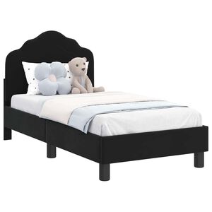 vidaXL Cadru de pat pentru copii cu spătar Negru 70 x 140 cm Catifea