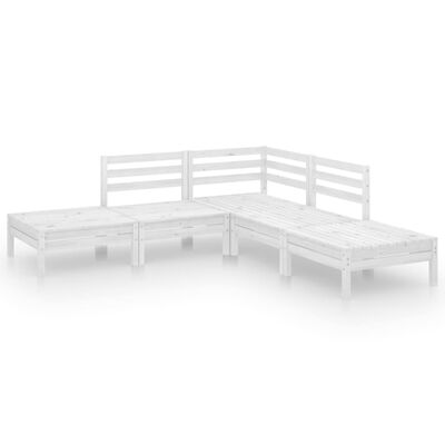 vidaXL Set mobilier de grădină, 5 piese, alb, lemn masiv de pin
