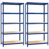 vidaXL Rafturi de depozitare cu 5 niveluri, 2 buc., albastru oțel/lemn