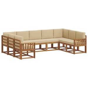 vidaXL Set de canapele de exterior cu pernă 9 pcs Natural și Bej