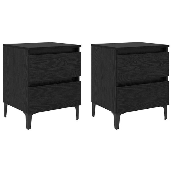 vidaXL Dulap de noapte 2 pcs Stejar negru 40 x 35 x 50 cm