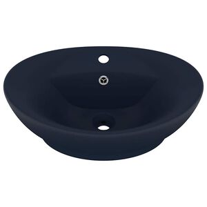 vidaXL Chiuvetă lux preaplin albastru mat 58,5x39 cm ceramică oval