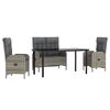 vidaXL Set mobilier de grădină cu perne, 4 piese, gri, poliratan