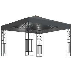 vidaXL Pavilion cu șir de lumini LED, antracit, 3x3 m
