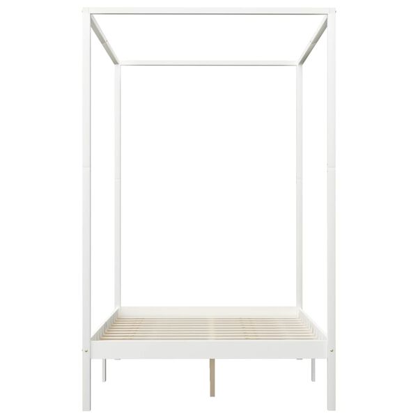 vidaXL Cadru pat cu baldachin 4 sertare alb 140x200 cm lemn masiv pin