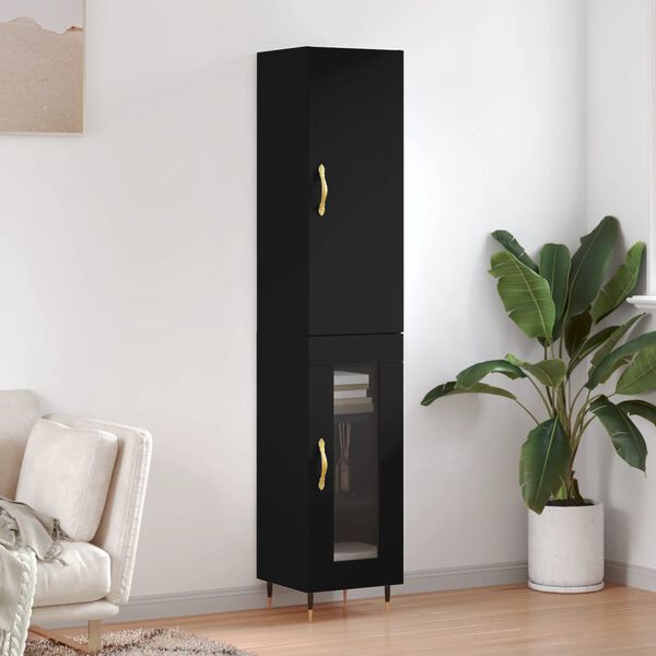 vidaXL Dulap &icirc;nalt, negru, 34,5x34x180 cm, lemn prelucrat
