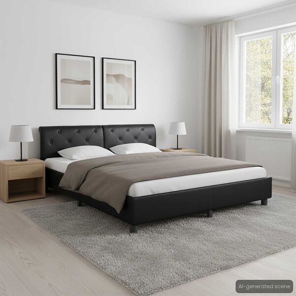 vidaXL Cadru de pat, negru, 180 x 200 cm, piele ecologică