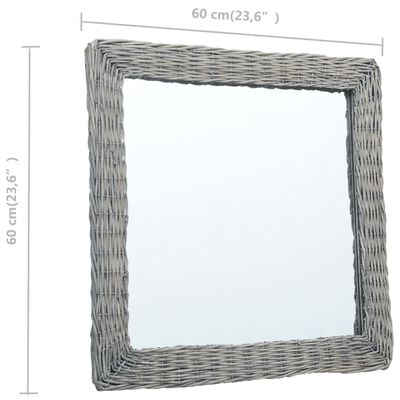 vidaXL Oglindă, 60 x 60 cm, răchită
