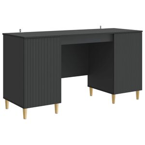 vidaXL Birou cu raft cu ușă Negru 142,5 x 50 x 75 cm Lemn prelucrat