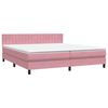 vidaXL Pat box spring cu saltea, roz, 180x220 cm, catifea