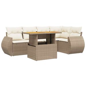 vidaXL Set canapele de grădină cu perne, 6 piese, bej, poliratan