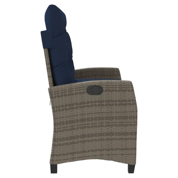 vidaXL Bancă de grădină rabatabilă cu perne, gri, poliratan