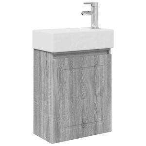 vidaXL Unitate de baie cu robinet Sonoma gri 45,5 x 22,5 x 84 cm