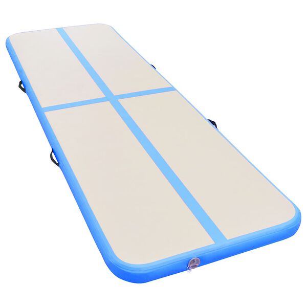vidaXL Saltea gimnastică gonflabilă cu pompă albastru 400x100x10cm PVC