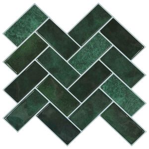 vidaXL Plăcuță &icirc;n Zigzag 10 buc. Verde &icirc;nchis 30 x 30 cm