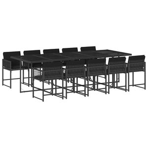 vidaXL Set mobilier de exterior cu perne, 11 piese, negru, poliratan