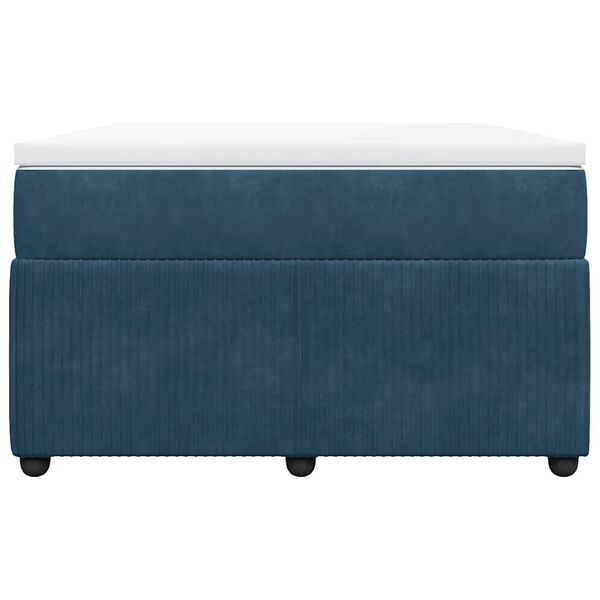 vidaXL Pat box spring cu saltea, albastru &icirc;nchis, 120x200 cm, catifea