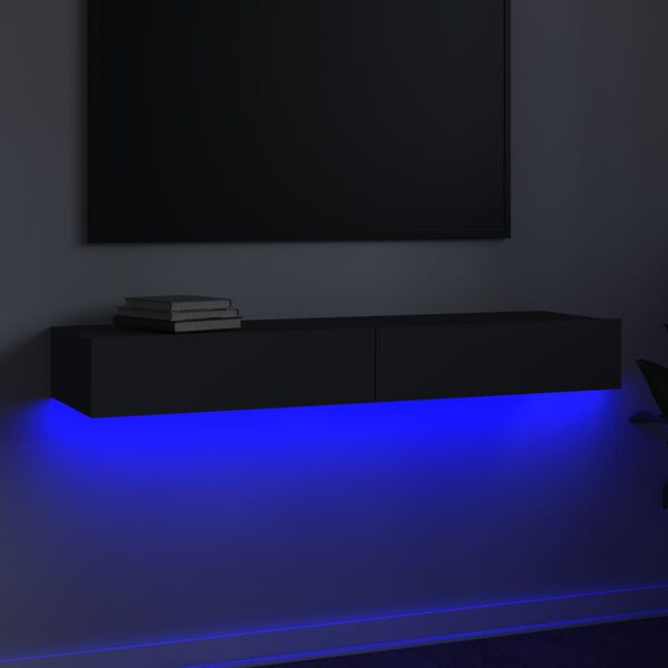 vidaXL Comodă TV cu lumini LED, gri deschis, 120x35x15,5 cm