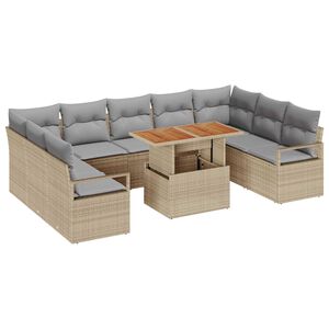 vidaXL Set de canapele pentru grădină 10 pcs Bej Rattan poli