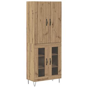 vidaXL Bufet 2 pcs Stejar Artizanal Lemn tehnic și sticlă
