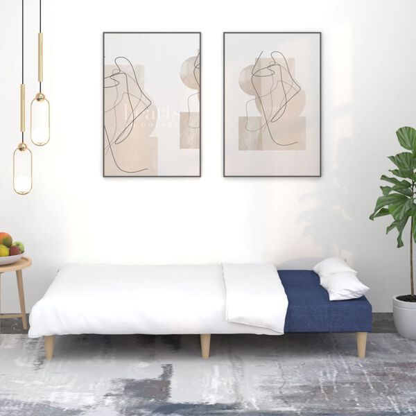 vidaXL Canapea extensibilă cu 2 locuri, albastru, textil