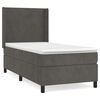 vidaXL Pat box spring cu saltea, gri &icirc;nchis, 100x200 cm, catifea