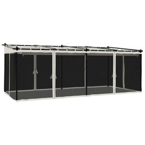 vidaXL Foișor cu pereți din plasă, crem, 6x3 m, oțel