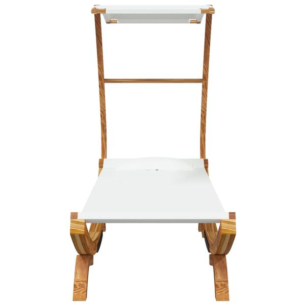 vidaXL Pat de exterior cu baldachin, crem, 100x190x134 cm, lemn masiv